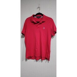 U.S. Polo Womens Pink Short Sleeve Logo Polo Shirt Size M